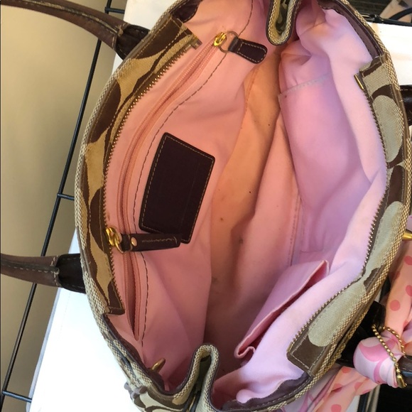 Authentic Classic Monogram Coach Purse with Scarf - Picture 4 of 5